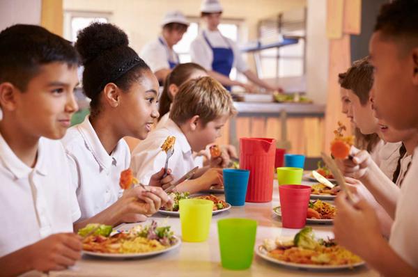 Children enjoying a school meal